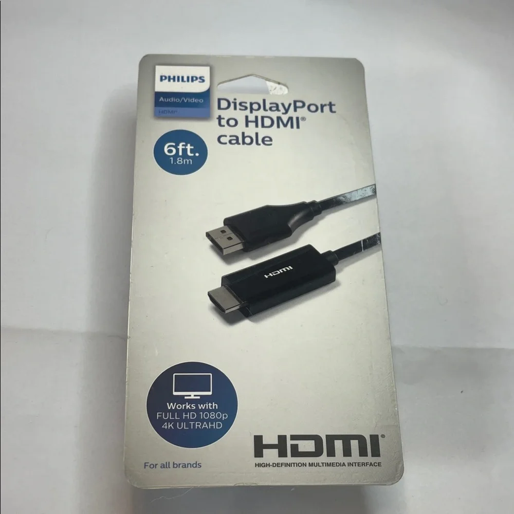 Philips 6ft. (1.8m) DisplayPort to HDMI cable **package damaged**